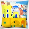 Śródziemnomorski słynny krajobraz miasta Santorini Mosaic Seaside Cushion Cushion do sofy samochodowej Rzuć poduszka poduszka do domu Deco 220816