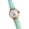 Orologio da donna alla moda Movimento al quarzo da 36 mm Cassa in acciaio inossidabile 316 Cintura in pelle Zaffiro Specchio Sun Moon Star Life Orologi di lusso impermeabili di design