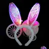 Flores decorativas grinaldas de lantejoulas de coelho de coelho de lantejoulas Banda da cabeça LED de cabeceira de cabelo neon Party Gift Cosplay Wedding B Bdesybag Dhrfr