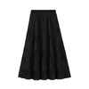 Ohryiyie Solid Color Vintage Long Velvet geplooide rok Dames herfst Winter Fashion Lady High Taille A Line Rok Vrouw L220818