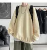 Harajuku Sweatshirts Hommes 2022 Automne Coréen Couleur Solide Polaire Pulls surdimensionnés Casual O Cou Tops Basiques Hip Hop Streetwear Y220818