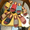 Platform Sandals Women Sandal Canvas Men Slippers Leather Multicolor Rainbow Bea