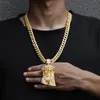 Hip Hop Jesus hänge halsband män Ice Out asfalterad hel glänsande kristall Jesus huvud ansikte guld färg charm kubansk halsband smycken 220818