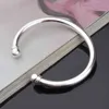 Armband Bangle Designer 925 Silver 5mm dubbel pärla Öppen manschettarmbandbanglar för kvinnors jubileumsmycken