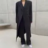 EWQ coreano chic autunno inverno colletto del vestito doppia abbottonatura design allentato lunghezza del ginocchio cappotto nero moda donna 16E4543 220818