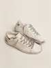 Sole Heel Dirty Shoe Designer Lyxig italiensk vintage handgjorda superstjärnor sneaker med silverlaminerad läderhälsaikett och tryckdetalj