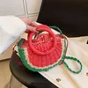 Handbags Watermelon straw woven women's portable seaside beach holiday lovely semi-circular fruit hand vegetable basket