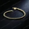 Bracelet en argent Sterling 925 Rose or pour femmes, chaîne de perles lisses creuses de 4mm, bijoux à la mode pour fête de fiançailles et de mariage