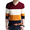 BROWON Brandsweater Automne Hommes À Manches Longues Slim Chandails Vneck Fit Pull Rayé Bas Chandails Grande Taille M4XL 220817