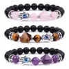 Reik Healing Natural Crystal Stone Turkish Evil Eye Hand Bracelet Amethyst Aventurine Tiger 's Eye Bracelets