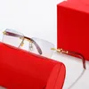 Fashion Business Sunglasses Women Men Brand Design Summer Shades Colored lenses Alloy Wood Eyeglasses Rimless Rectangle UV400 Decorative Glasses Sport Frameless