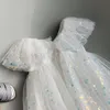 Abiti da ragazza Abito da principessa per ragazze Paillettes Pizzo bianco Tulle Matrimonio Festa di compleanno Tutu Abito soffice Bambini Abiti da sera formaliRagazza