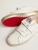 Sole Heel Dirty Shoes Designer Lyxig italiensk vintage handgjorda gamla skolor Vita l￤dersneakers med Platinum Sequin XX och Shearling Foder