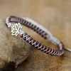 Designer de pulseira requintada lotus charm wrap s string trançada macrama espiritual amizade bracelete feminina jóias