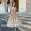 Partykleider Blume Applikationen Abendkleid trägerloser abnehmbarer Schalarma -Länge Tüll A -Line Elegant Prom Kleid Gala Anmessen