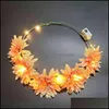 Ghirlande di fiori decorativi Donna Ragazza Fiore in rattan Illuminato Fascia per capelli Ghirlanda luminosa Ghirlanda luminosa Accessori per capelli Fo Bdesybag Dhefy