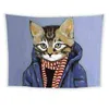 Home Decor Wall Rug Cat Background Digital Printing Bedroom Living Room Beach Towel J220804