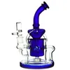 9 Inch Unique Hookahs Tornado Recycler Glass Bongs Klein Recycler Oil Dab Rigs Showerhead Perc Water Pipes With Heavy Base 14mm Female Joint