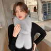 Women Real Fox Fur Scarf Winter Warm Neckerchief Shawl Wraps Grey Blue Pink