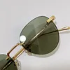 High End Cartr Men Sunglasses Business Casual Style Rimless Disc blue yellow UV400 Metal Arm Gold Shiny Timeless Classic Collection Womans