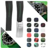 Rubber Watchband Edelstahl -Faltschnalle -Uhrenbandband für GMT Oysterflex Armband Uhr Mann 20mm rot schwarz blau rot braun2851