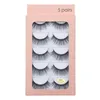 Newest Lovely Natural 5 Pairs Thick False Eyelashes Set Soft & Vivid Messy Crisscross Hand Made Reusable Multilayer 3D Mink Fake Lashes Extensions