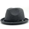 Baskrar Enkel herrfilt Fedora-hatt för gentleman Vinter Höst Roll Up Bräde Homburg Dad Jazz HatBaretter BaskerBeretter