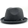 Boinas Simples Men's Felt Fedora Hat For Gentleman Winter Autumn Roll Up Brim Homburg Dad Jazz HatBoinas BoinasBoinasBoinas