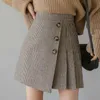 Mini -saia da cintura da cintura alta do estilo formal coreano Meni saia feminina de lã de inverno de inverno Salia feminina Casual 220818