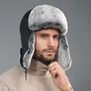 100% vrai chapeau de trappeur en peau de mouton réel Rex lapin fourrure oreillettes casquette russe Ushanka