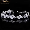 Bracelet Bracelet Designer Cwwzircons Haute Qualité Or Blanc Couleur Femmes Cubique Zircone Feuille En Forme De Mode De Mariée De Noce Bijoux Bracelets Cb099