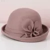 100% Wool Felt Flanging Floral Wool Felt Fedoras Women's Autumn Winter Cloche Hats Elegant Banquet Fedora Hat Y220818