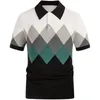 Męski Polos Męski Summer Krótkocześnie Diamond Jacquard Sweater Business Business Shirtmen's Męskie