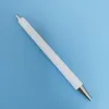 Katı Saf Beyaz Metal Kalem Boş Geri Çekilebilir Klipsiz Baskı Epoksi Reçine Pırıltılı Vinil UV Dtf Sarma Kendin Yap Hediyeler Jel mürekkepli kalemler Düz paslanmaz çelik