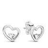 Asymmetric Hearts Of Love Earrings Authentic 925 Sterling Silver Studs Clear Cz Fits European Pandora Style Studs Jewelry Andy Jewel 297813CZ