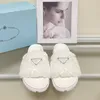 Designer Unisex Slippers Sandals Dress Shoes Luxury Women Flat Pillow Triangle Platform Embroidered Print Jelly Rubber Leather Fluffy Slides Size 35-41