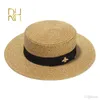 Ladies Sun Boater Flat Hats Small Bee equins Straw Hat Retro Gold Wraded Hat Female Sunshade Shine Cap Rh 220817