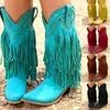 Boots Women Mid-calf Low Heel Bohemia Style Gladiator Motorcycle Fringed Cowboy Shoes Spring Autumn Tassel BootsBoots