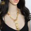 Afrikanische Feinschmuck setzt Goldfarbe Halsketten Ohrringe Set Indian Armband Ringe für Frauen Dubai Nigerian Hochzeitsgeschenke 220818