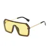 Lunettes de soleil pour femmes Lunettes de soleil tendance à grand cadre, verres en filigrane conjoints pour hommes et femmes, lunettes de soleil tout match