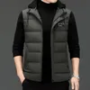 Merk Casual Fashion Windbreaker Mouwloze 90 Mens Duck Down Vest Jacket met kap puffer Winterkast winterkleding 220818