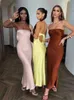 Kvinna Solid Backless Satin Tube Top Dress Sexig Tight Nattklubb Hot Girl Clothings 2022 Sommarmode Axelbandslös Slim Klänning T220816