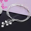 925 Sterling Silver Tassel Love Five Heart Snake Chain Bracelet for Women Wedding Complement Party Jewelry