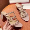 avec design de boîte VT Pantalons sandal talon haut marque la plus récente de luxe en cuir en cuir sandales collées escaronnages escarpins dames sexy hauts talons fa valentine 685