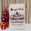 Julstrånväska Santa Claus Candy Sack Xmas Trees Elk Canvas Sacks Large Capacity Storage Påsar Hushållens dekoration Th0123