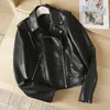 Jacket Women Black Faux Leather s Zipper Coat Turn down Motor Biker Belt Veste Femme autumn winter jackets 220818