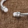 925 Sterling Silver Bracelets Twisted Cable Bracelet Bangle Charm Designer Jewelry Womens Men White Gold Copper Wire Fashion Pearl Jewelry