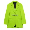 Garaouy Spring herfst verfrissende groene kantoor dame lange mouw losse pak blazer jas chic een knop vrouwelijke tops 220818