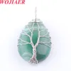 Natural Stone Crystal Tree of Life Necklace Amethyst Opal Green Water Drop Bead Twining Pendant Chain BO912