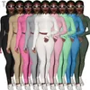 Designer-gestickter Brief-Frauen-Trainingsanzug, 2-teiliges Set, hoher Kragen, Reißverschluss, bauchfreies Top und Leggings, Sport-Outfits, Herbstkleidung